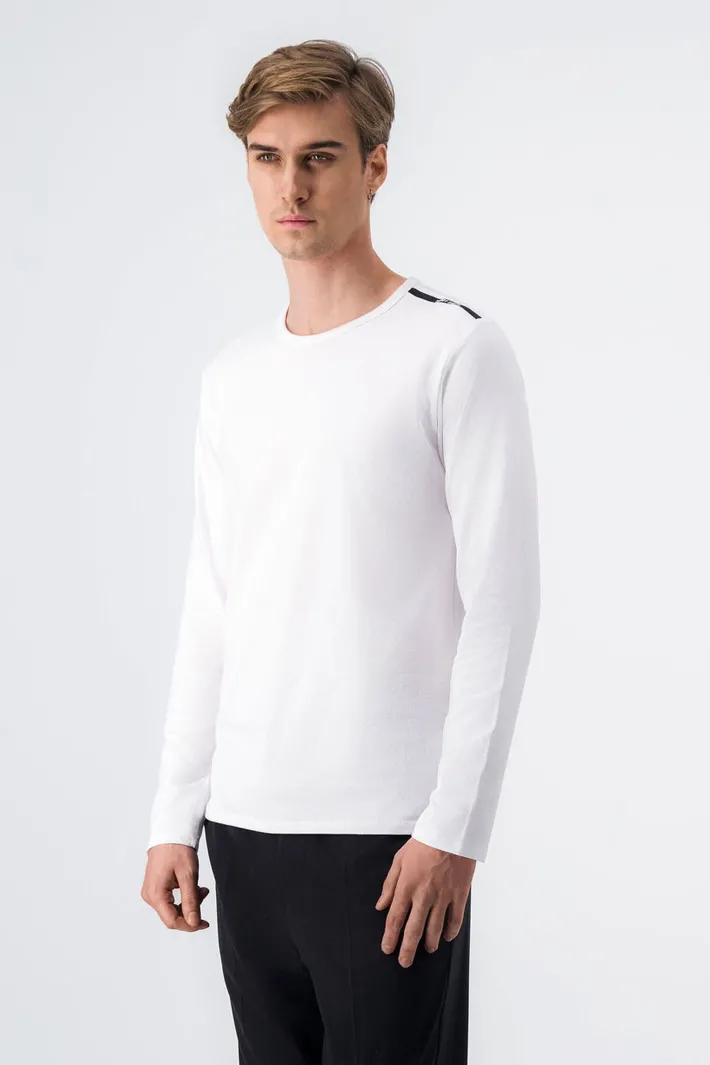 Teddy Smith T-shirt ras-du-cou manches longues TUCKER 2 ML BLANC Sale
