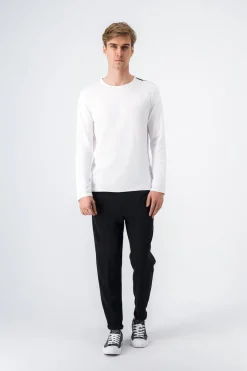 Teddy Smith T-shirt ras-du-cou manches longues TUCKER 2 ML BLANC Sale