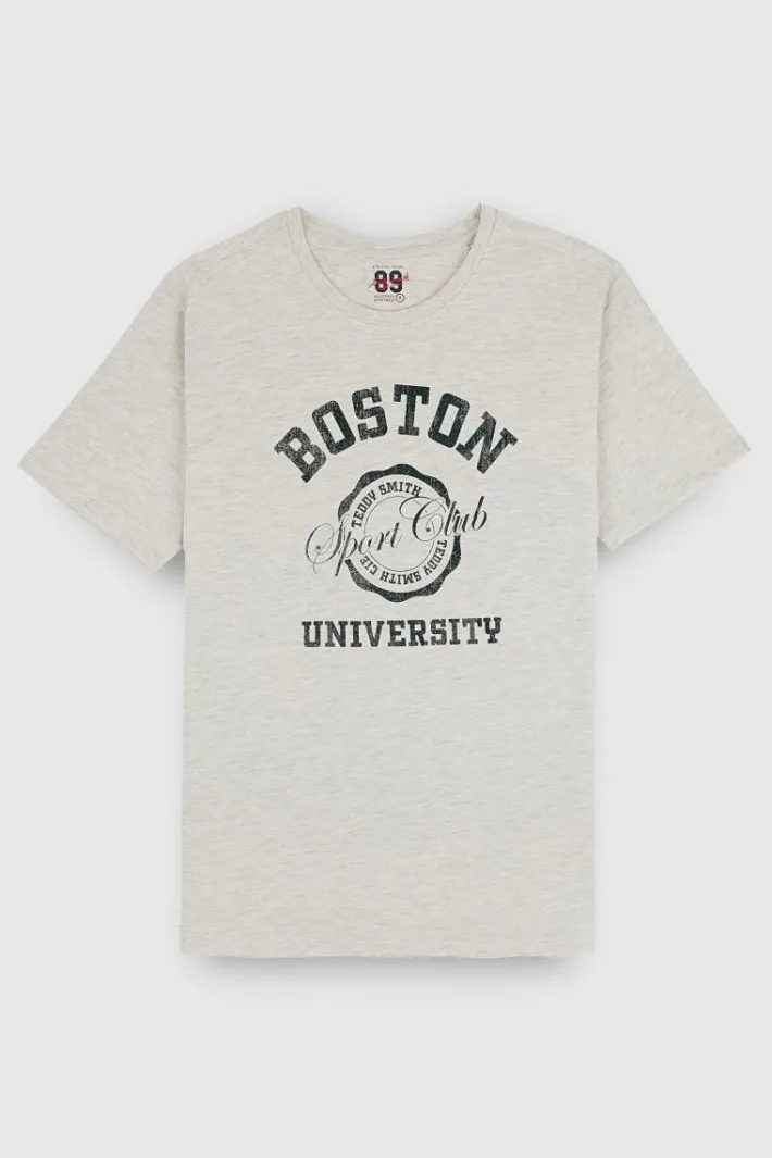 Teddy Smith T-shirt T-BOSTON MC BLANC IVOIRE CHINE Flash Sale