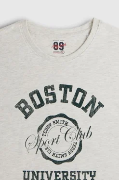 Teddy Smith T-shirt T-BOSTON MC BLANC IVOIRE CHINE Flash Sale