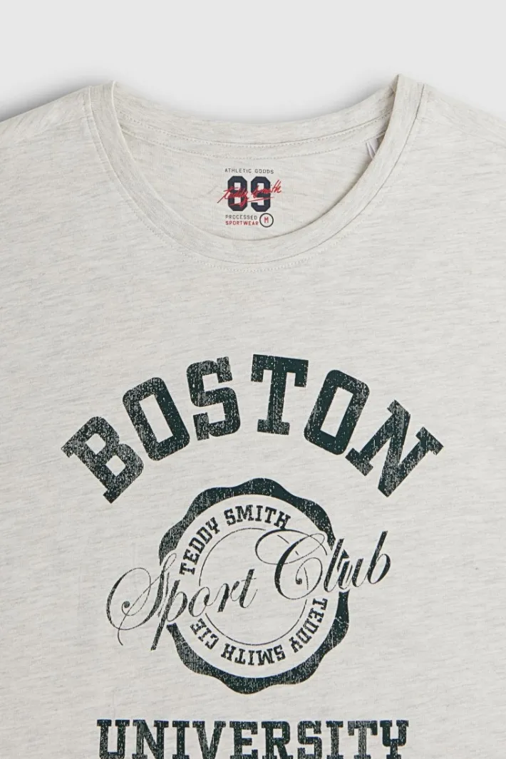 Teddy Smith T-shirt T-BOSTON MC BLANC IVOIRE CHINE Flash Sale