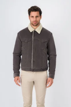 Teddy Smith Veste en denim avec col en sherpa RANDALL SHERPA TURBULENCE KAKI Cheap