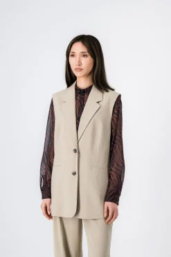 Teddy Smith Veste sans manches oversize CREAM BISTRETCH BEIGE Sale